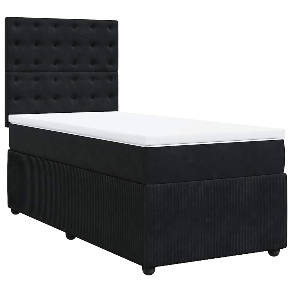 Giroletto a Molle con Materasso Nero 80x200 cm in Velluto | homemem39