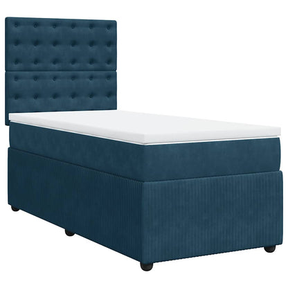 Giroletto a Molle con Materasso Blu Scuro 80x200 cm in Velluto | homemem39