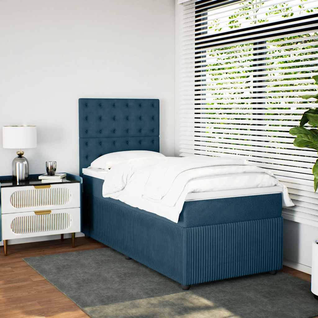 Giroletto a Molle con Materasso Blu Scuro 80x200 cm in Velluto | homemem39