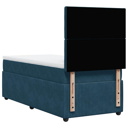 Giroletto a Molle con Materasso Blu Scuro 80x200 cm in Velluto | homemem39