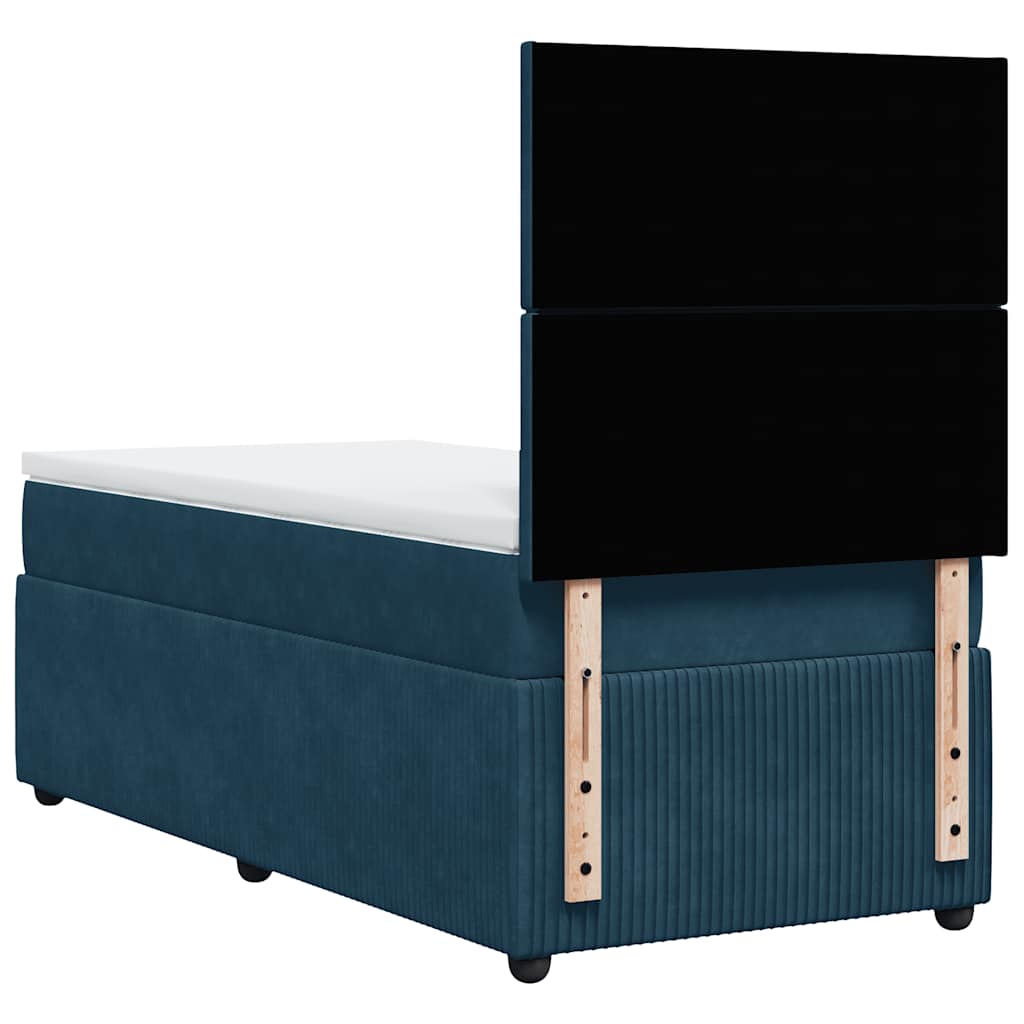 Giroletto a Molle con Materasso Blu Scuro 90x190 cm in Velluto | homemem39