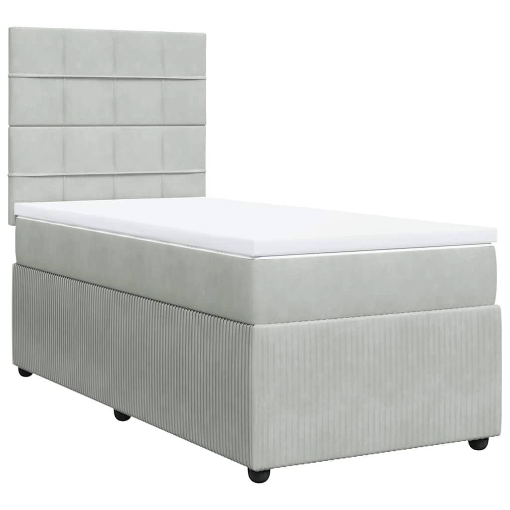 Giroletto a Molle con Materasso Grigio Chiaro 90x190 cm Velluto