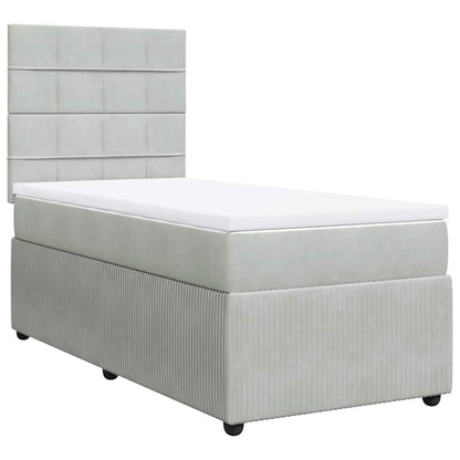 Giroletto a Molle con Materasso Grigio Chiaro 90x190 cm Velluto