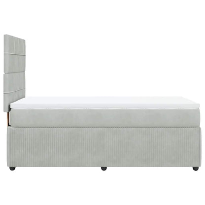 Giroletto a Molle con Materasso Grigio Chiaro 90x190 cm Velluto