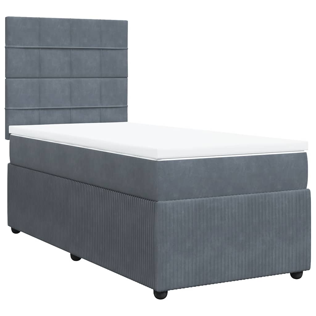 Giroletto a Molle con Materasso Grigio Scuro 90x190 cm Velluto