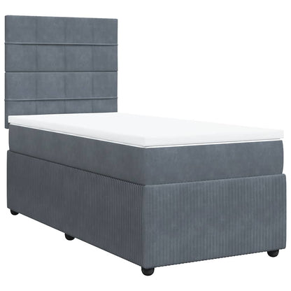 Giroletto a Molle con Materasso Grigio Scuro 90x190 cm Velluto
