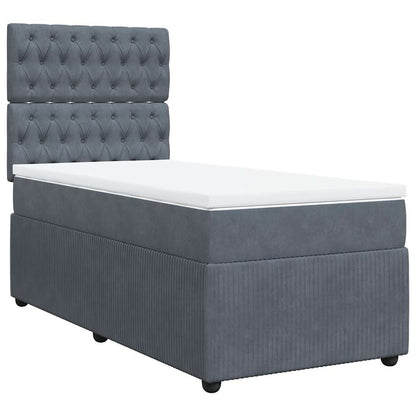 Giroletto a Molle con Materasso Grigio Scuro 90x190 cm Velluto