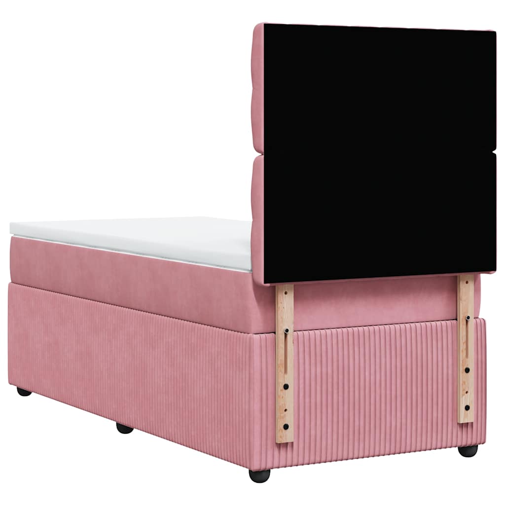 Giroletto a Molle con Materasso Rosa 90x190 cm in Velluto | homemem39