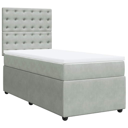 Giroletto a Molle con Materasso Grigio Chiaro 90x190 cm Velluto