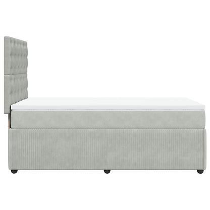 Giroletto a Molle con Materasso Grigio Chiaro 90x190 cm Velluto