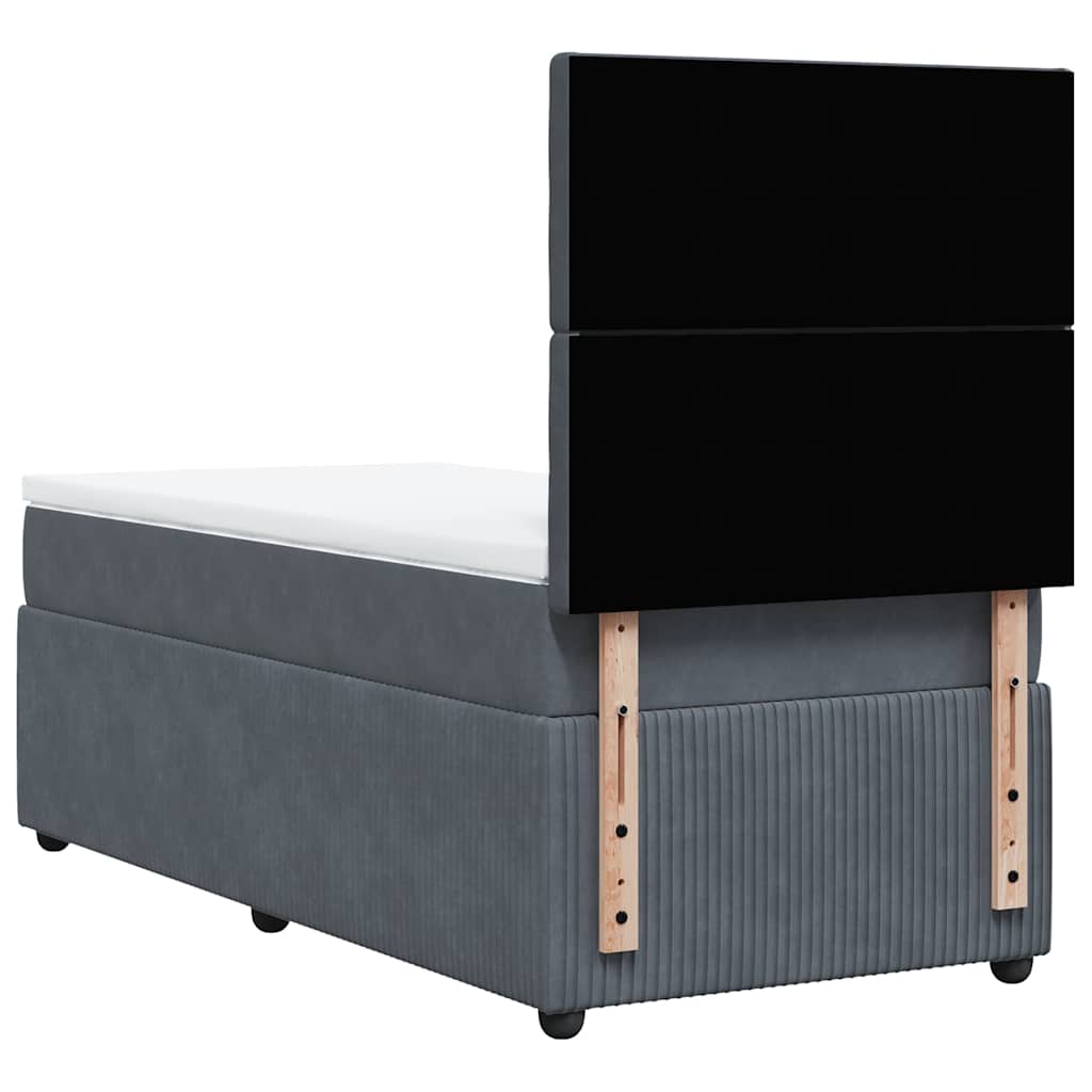 Giroletto a Molle con Materasso Grigio Scuro 90x190 cm Velluto