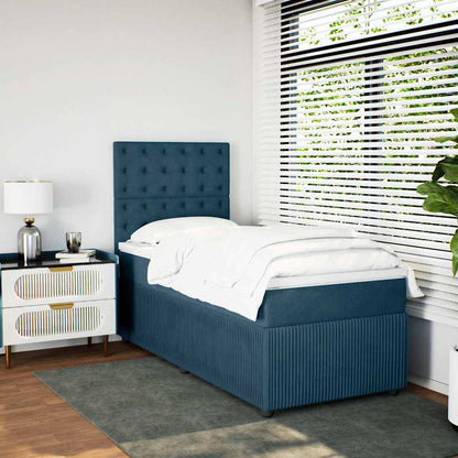 Giroletto a Molle con Materasso Blu Scuro 90x190 cm in Velluto | homemem39