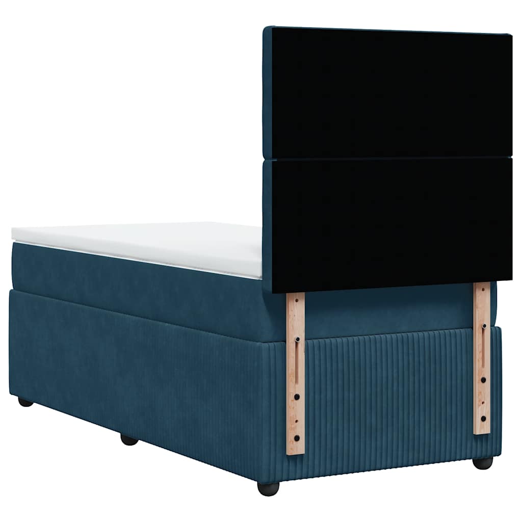 Giroletto a Molle con Materasso Blu Scuro 90x190 cm in Velluto | homemem39