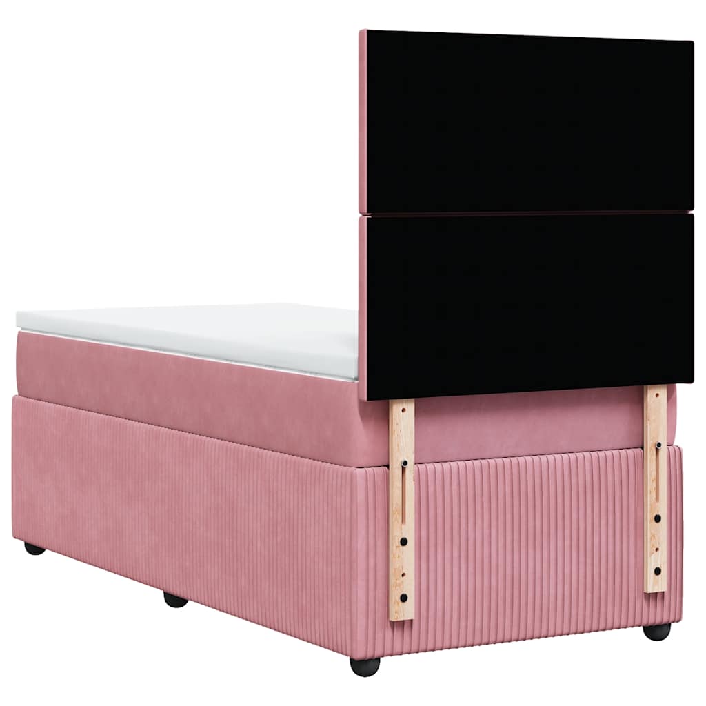 Giroletto a Molle con Materasso Rosa 90x200 cm in Velluto | homemem39