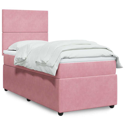 Giroletto a Molle con Materasso Rosa 90x200 cm in Velluto | homemem39