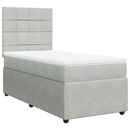 Giroletto a Molle con Materasso Grigio Chiaro 90x200 cm Velluto