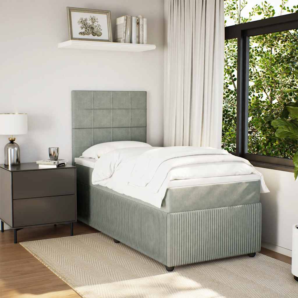 Giroletto a Molle con Materasso Grigio Chiaro 90x200 cm Velluto