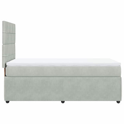 Giroletto a Molle con Materasso Grigio Chiaro 90x200 cm Velluto