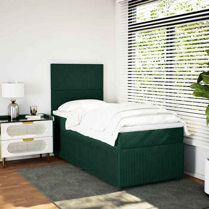 Giroletto a Molle con Materasso Verde Scuro 90x200 cm Velluto | homemem39