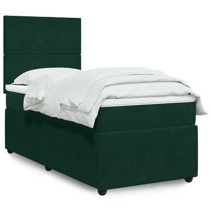 Giroletto a Molle con Materasso Verde Scuro 90x200 cm Velluto | homemem39