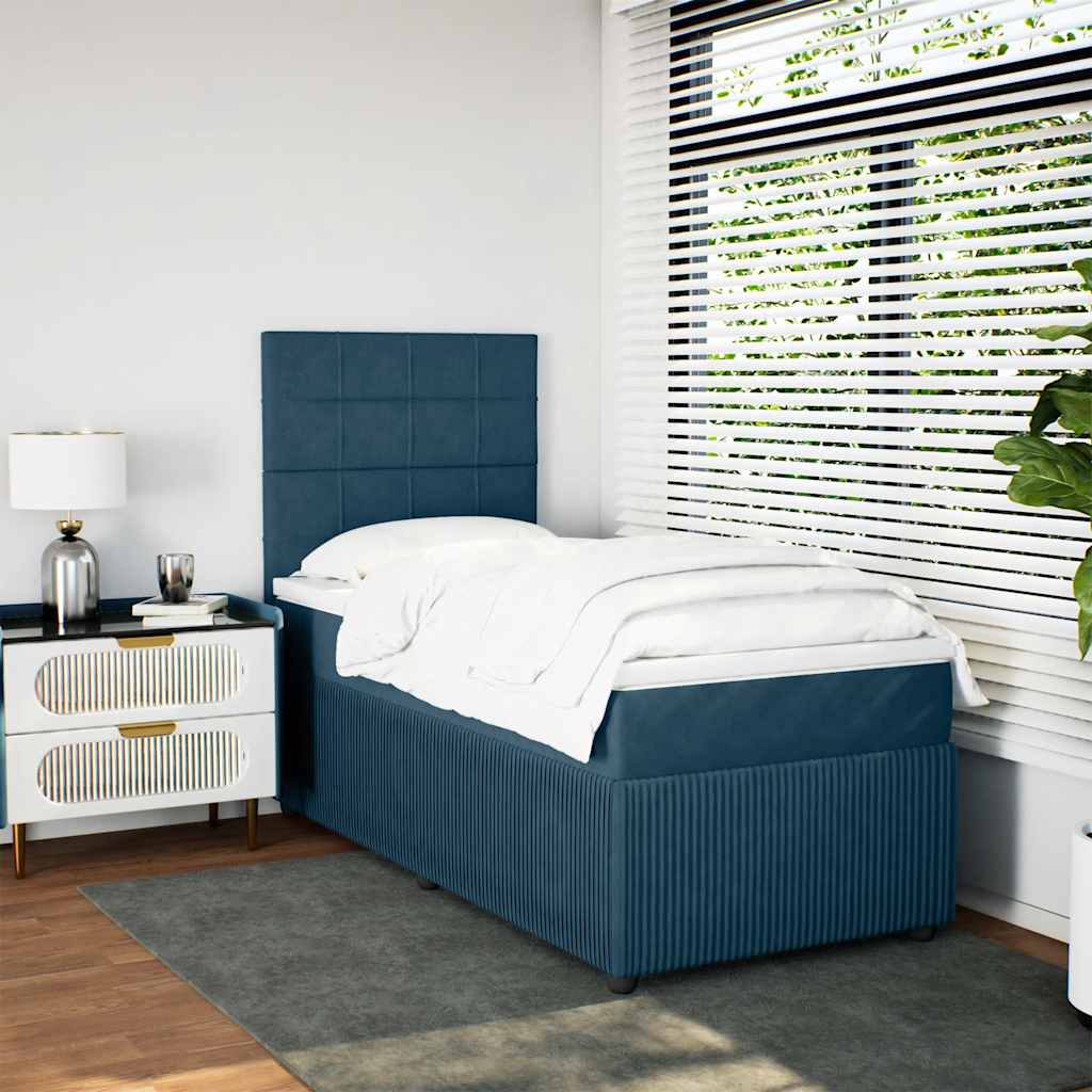 Giroletto a Molle con Materasso Blu Scuro 90x200 cm in Velluto | homemem39