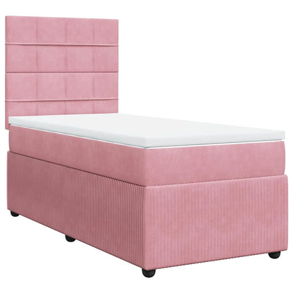 Giroletto a Molle con Materasso Rosa 90x200 cm in Velluto | homemem39