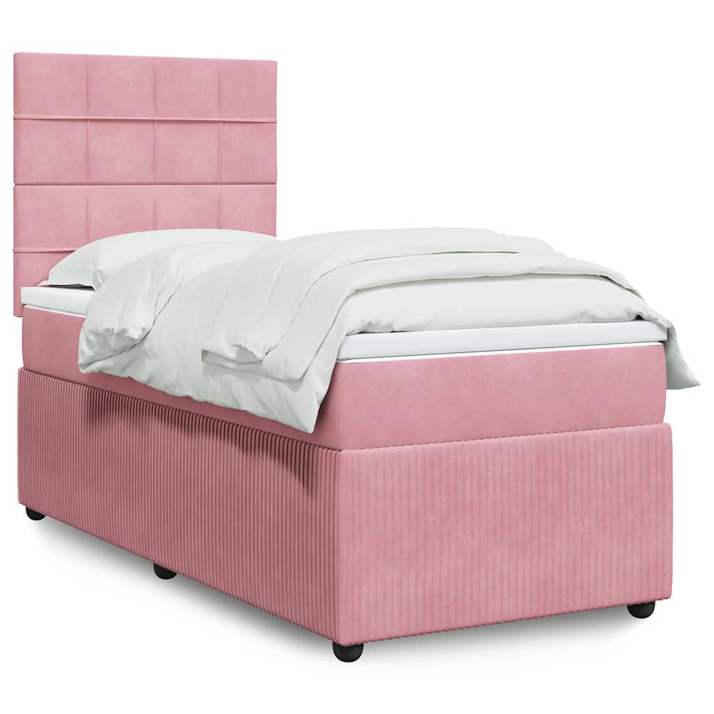 Giroletto a Molle con Materasso Rosa 90x200 cm in Velluto | homemem39