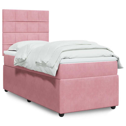 Giroletto a Molle con Materasso Rosa 90x200 cm in Velluto | homemem39