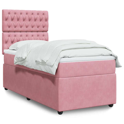 Giroletto a Molle con Materasso Rosa 90x200 cm in Velluto | homemem39