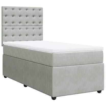 Giroletto a Molle con Materasso Grigio Chiaro 90x200 cm Velluto