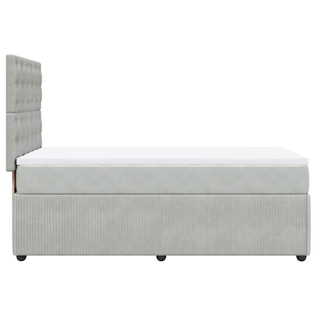 Giroletto a Molle con Materasso Grigio Chiaro 90x200 cm Velluto