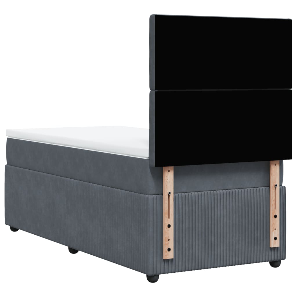 Giroletto a Molle con Materasso Grigio Scuro 90x200 cm Velluto