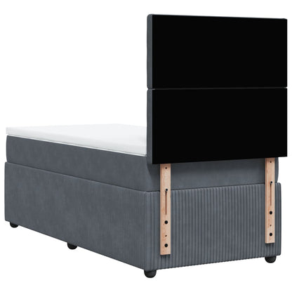 Giroletto a Molle con Materasso Grigio Scuro 90x200 cm Velluto