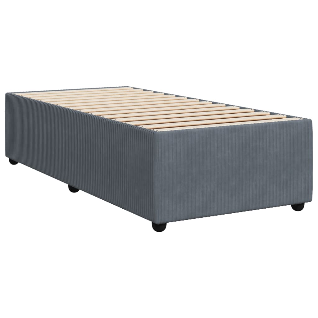 Giroletto a Molle con Materasso Grigio Scuro 90x200 cm Velluto