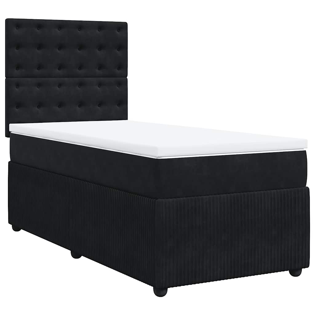 Giroletto a Molle con Materasso Nero 90x200 cm in Velluto
