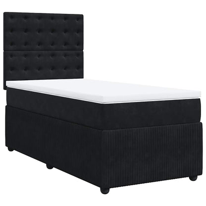 Giroletto a Molle con Materasso Nero 90x200 cm in Velluto