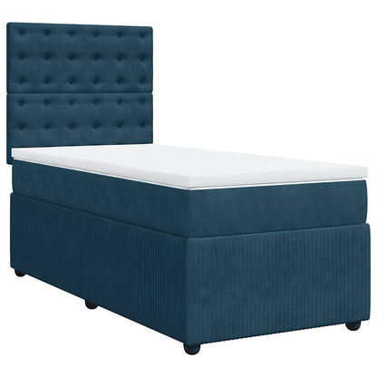Giroletto a Molle con Materasso Blu Scuro 90x200 cm in Velluto | homemem39
