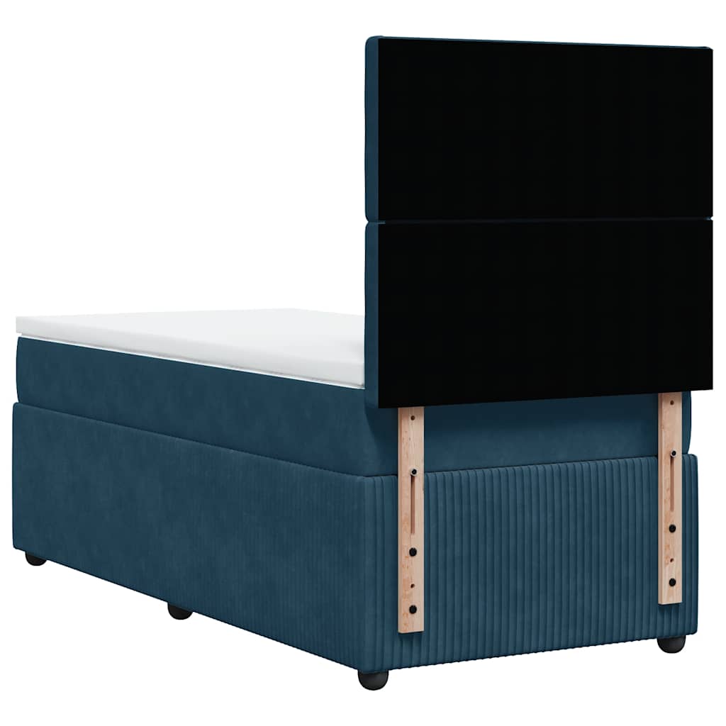 Giroletto a Molle con Materasso Blu Scuro 90x200 cm in Velluto | homemem39
