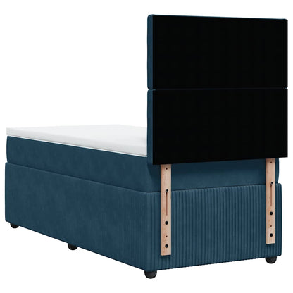Giroletto a Molle con Materasso Blu Scuro 90x200 cm in Velluto | homemem39