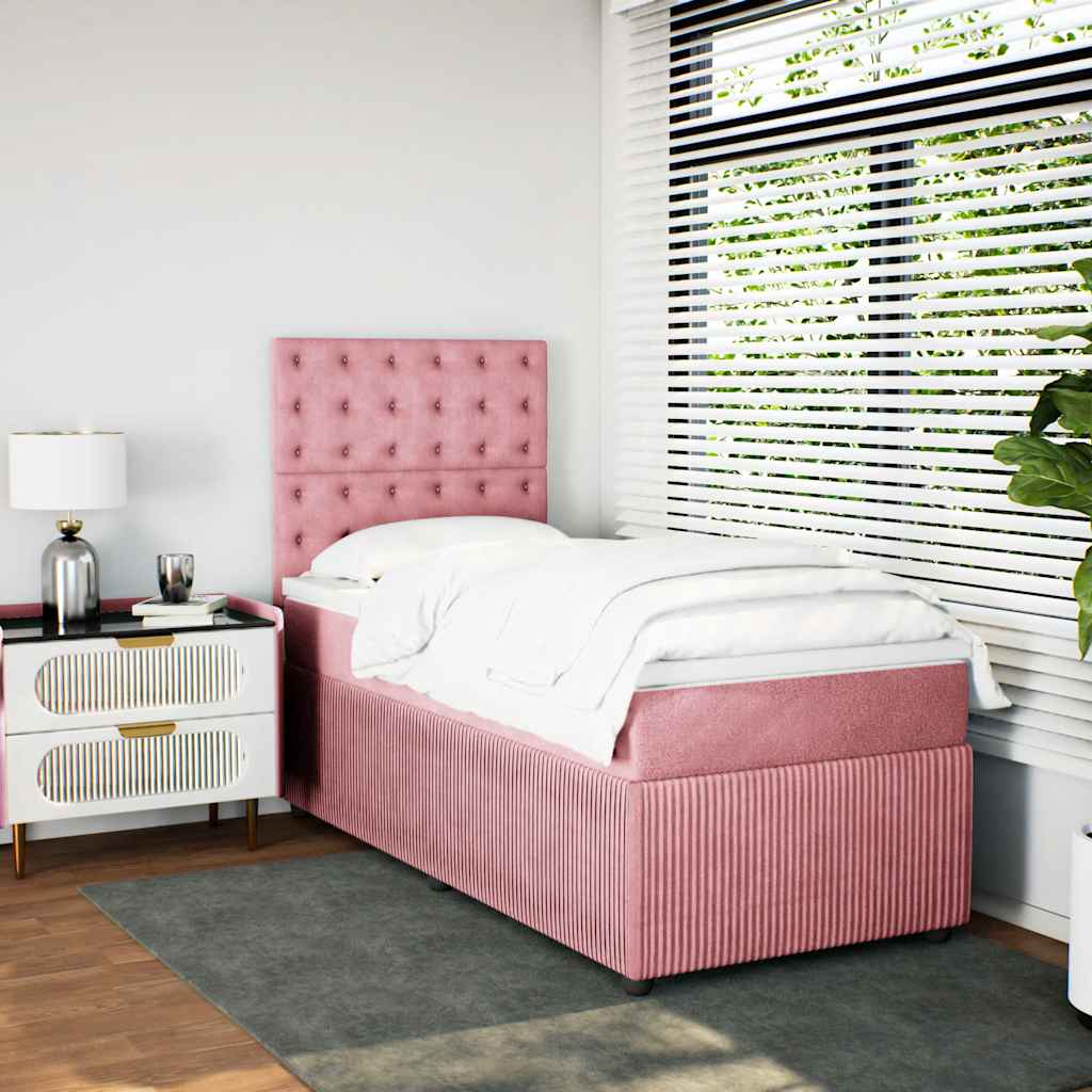 Giroletto a Molle con Materasso Rosa 90x200 cm in Velluto | homemem39