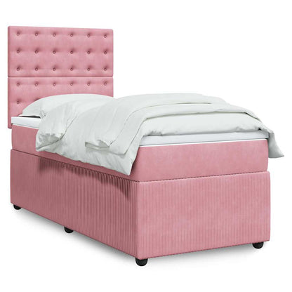 Giroletto a Molle con Materasso Rosa 90x200 cm in Velluto | homemem39