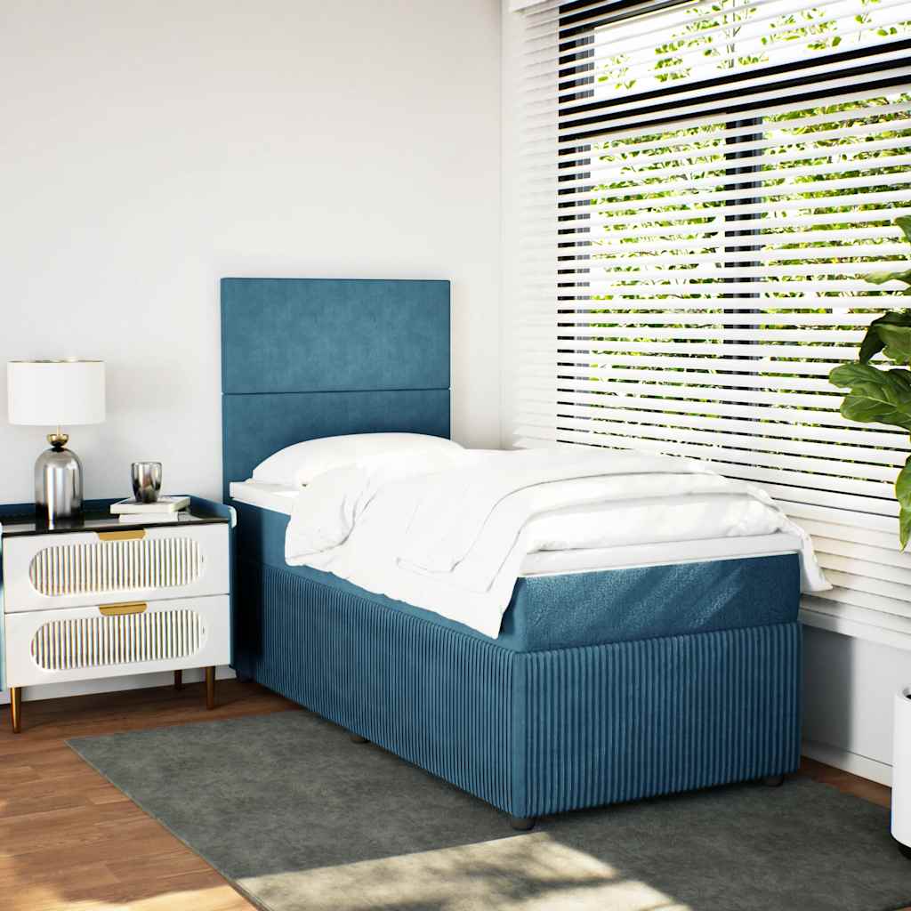 Giroletto a Molle con Materasso Blu Scuro 100x200 cm in Velluto