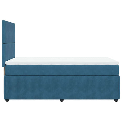 Giroletto a Molle con Materasso Blu Scuro 100x200 cm in Velluto