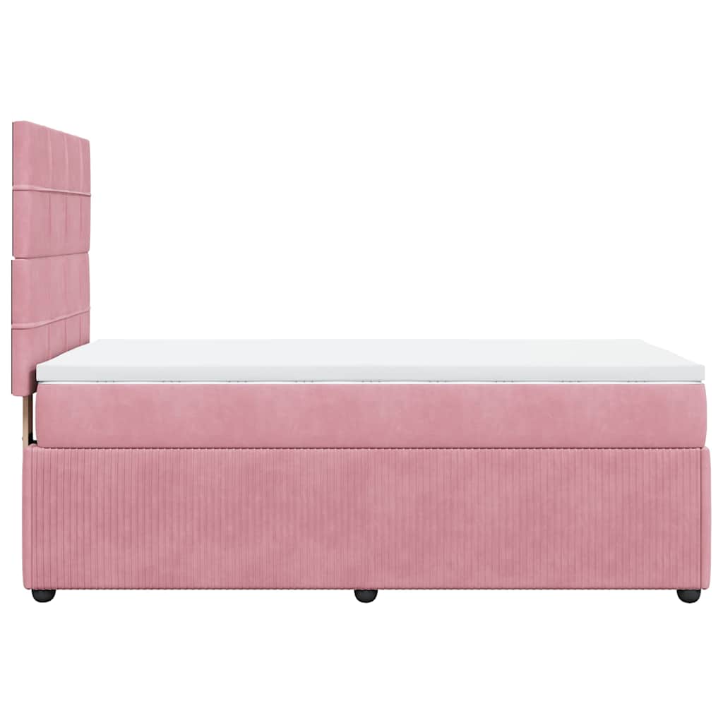 Giroletto a Molle con Materasso Rosa 100x200 cm in Velluto