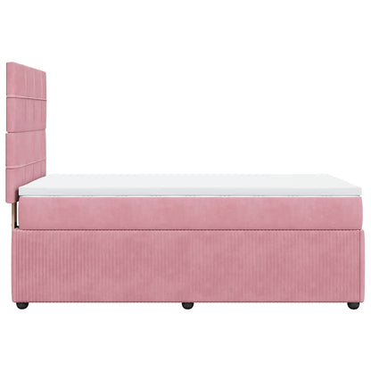 Giroletto a Molle con Materasso Rosa 100x200 cm in Velluto