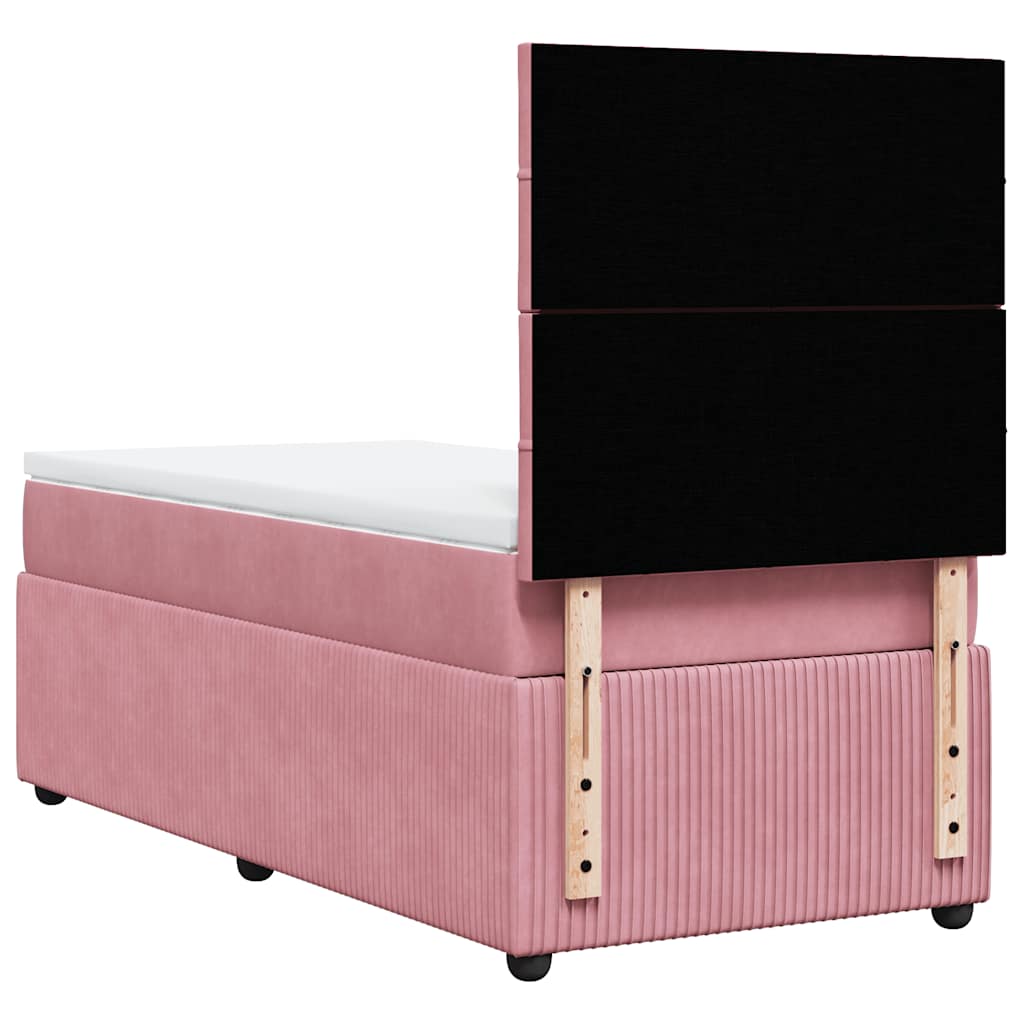 Giroletto a Molle con Materasso Rosa 100x200 cm in Velluto