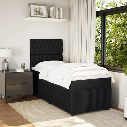 Giroletto a Molle con Materasso Nero 100x200 cm in Velluto