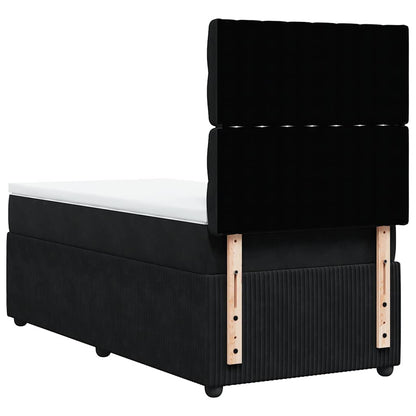 Giroletto a Molle con Materasso Nero 100x200 cm in Velluto