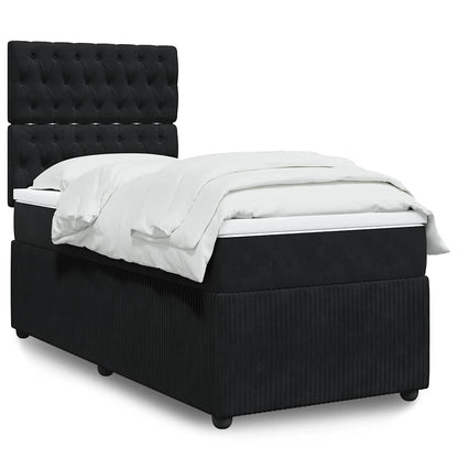 Giroletto a Molle con Materasso Nero 100x200 cm in Velluto