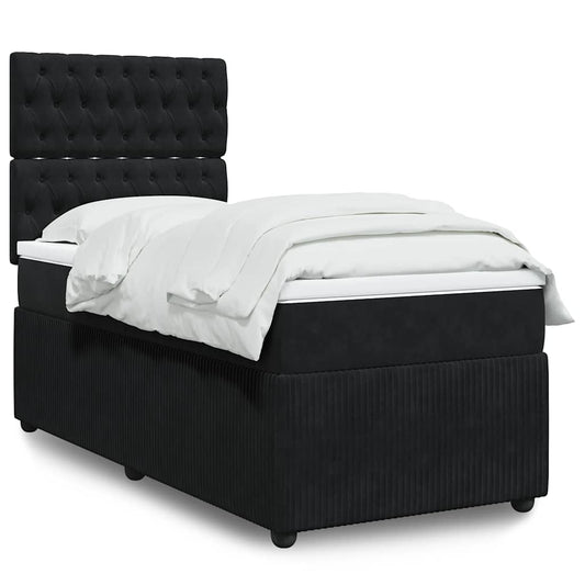 Giroletto a Molle con Materasso Nero 100x200 cm in Velluto